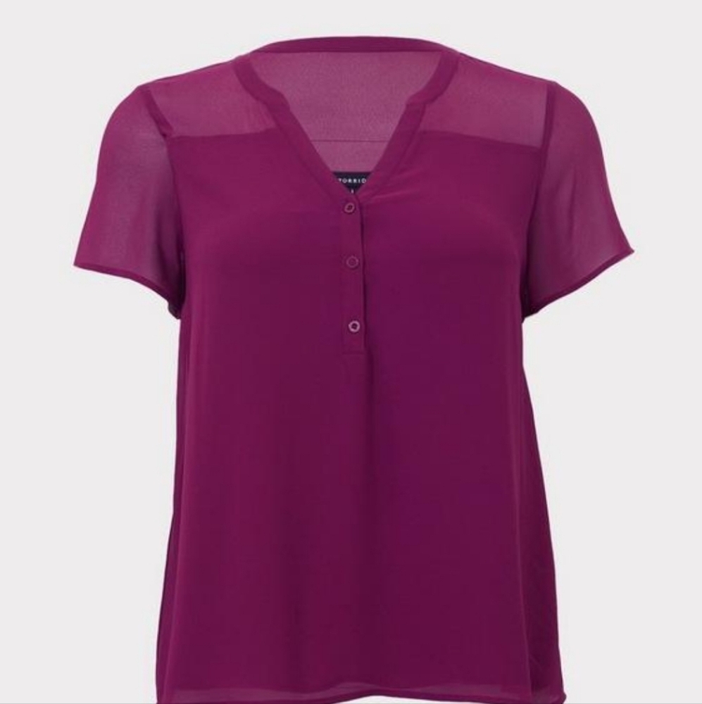 Magenta Chiffon Semi-Sheer Blouse